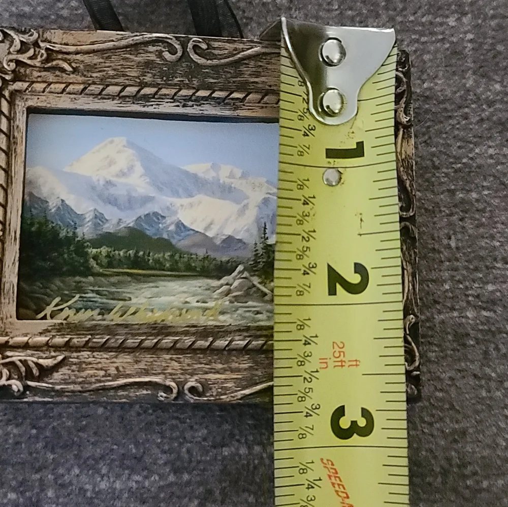 Original Miniature Painting Of A Mountain Scape Scene Gold Hanging Picture Frame